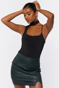 Mock Neck Cutout Cami Bodysuit