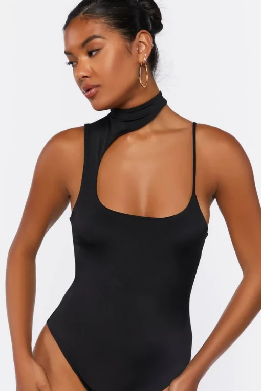 Mock Neck Cutout Cami Bodysuit