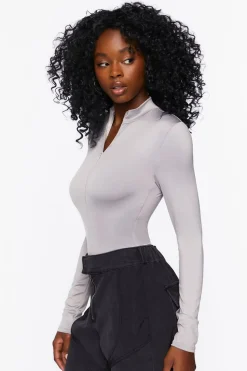 Mock Neck Half-Zip Bodysuit