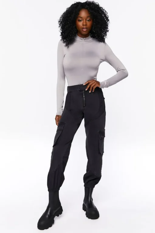 Mock Neck Half-Zip Bodysuit