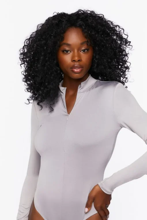 Mock Neck Half-Zip Bodysuit