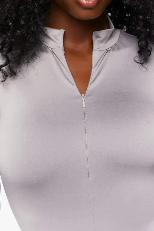 Mock Neck Half-Zip Bodysuit