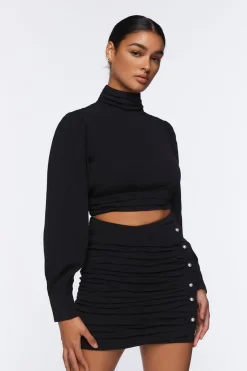 Mock Neck Top & Mini Skirt Set
