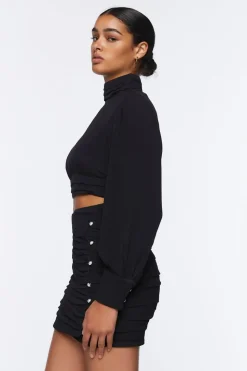 Mock Neck Top & Mini Skirt Set