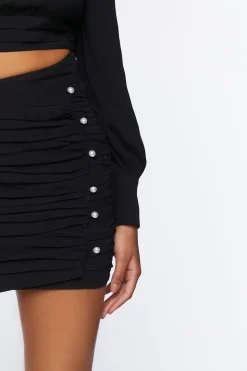 Mock Neck Top & Mini Skirt Set