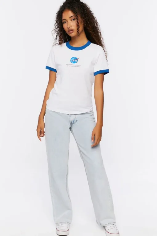 Nasa Graphic Ringer Cropped Tee
