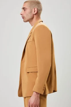 Notched Button-Front Blazer