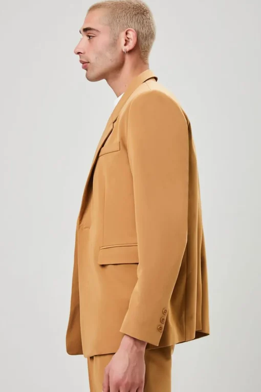 Notched Button-Front Blazer