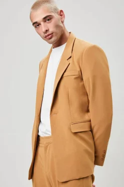 Notched Button-Front Blazer