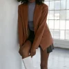 Notched Faux Leather Blazer