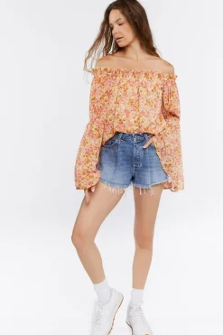 Off-The-Shoulder Floral Print Top
