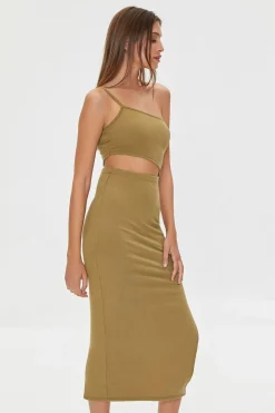 One-Shoulder Cami Midi Dress