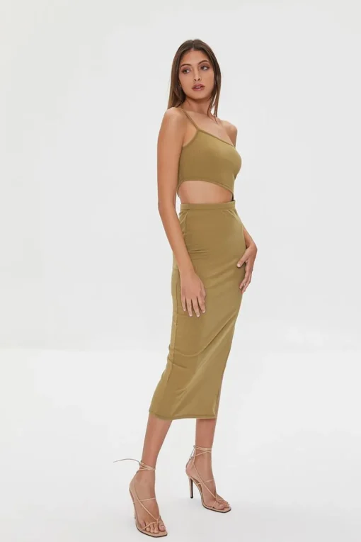 One-Shoulder Cami Midi Dress