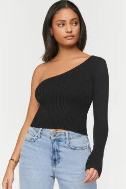 One-Shoulder Sweater-Knit Top