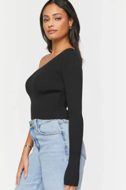 One-Shoulder Sweater-Knit Top