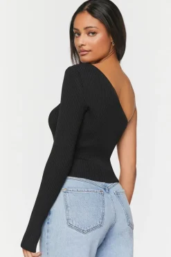 One-Shoulder Sweater-Knit Top