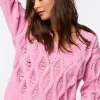 Open Knit V-Neck Sweater