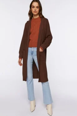 Open-Front Longline Cardigan Sweater