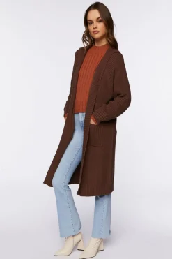 Open-Front Longline Cardigan Sweater