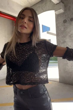 Open-Knit Crop Top