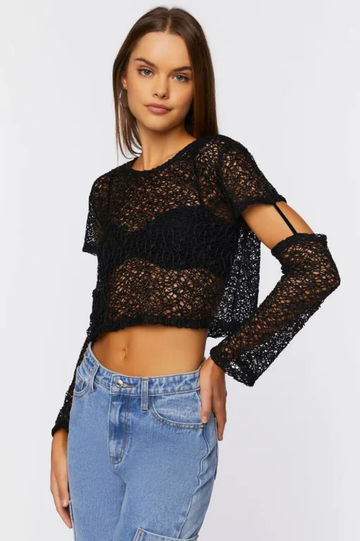 Open-Knit Crop Top
