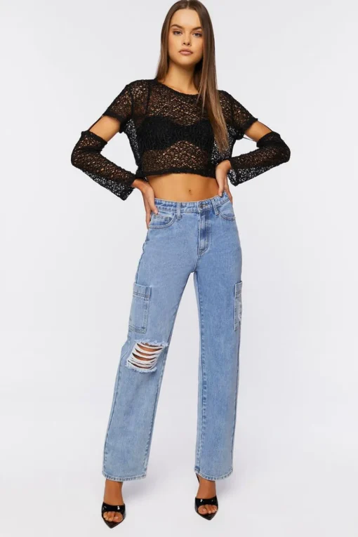 Open-Knit Crop Top