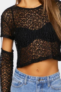 Open-Knit Crop Top