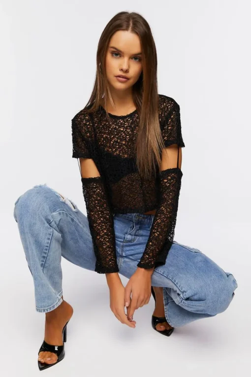 Open-Knit Crop Top