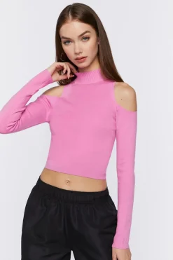 Open-Shoulder Mock Neck Top