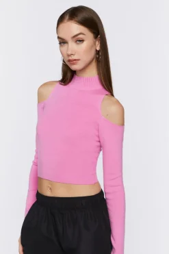 Open-Shoulder Mock Neck Top