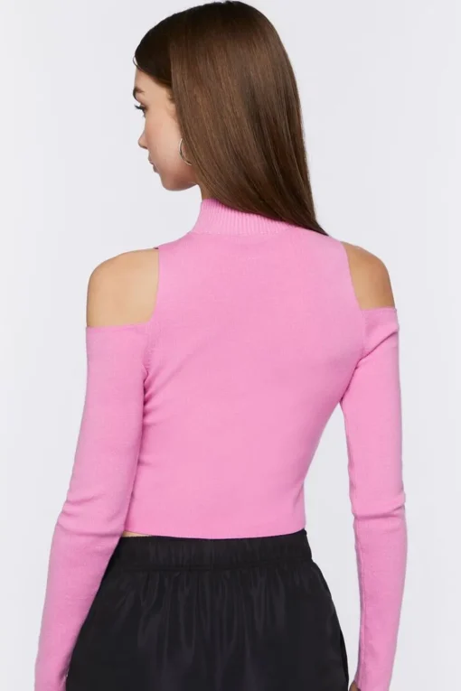 Open-Shoulder Mock Neck Top
