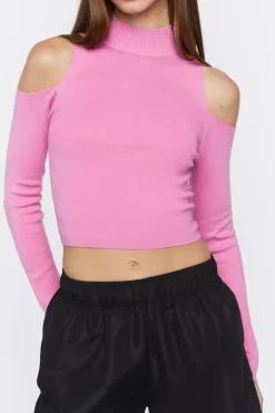Open-Shoulder Mock Neck Top