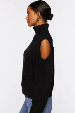 Open-Shoulder Turtleneck Sweater