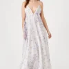 Organza Floral Print Maxi Dress