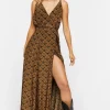 Ornate Print Surplice Maxi Dress