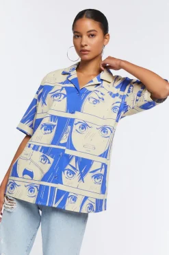 Oversized Anime Print Shirt