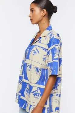 Oversized Anime Print Shirt