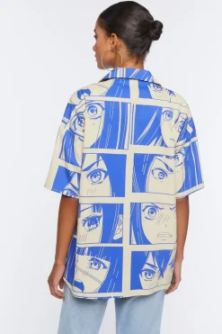 Oversized Anime Print Shirt