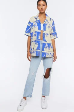 Oversized Anime Print Shirt