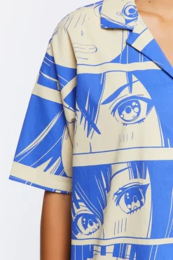 Oversized Anime Print Shirt