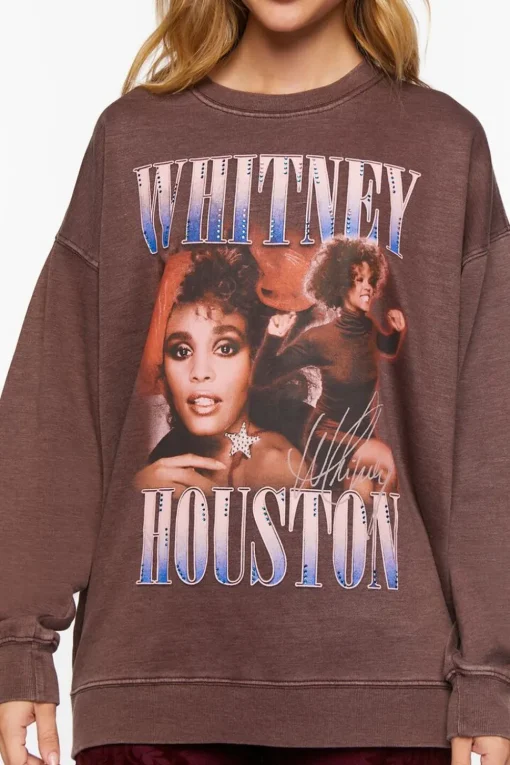 Oversized Whitney Houston Graphic Pullover