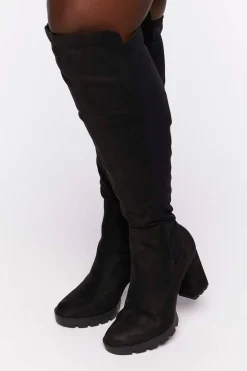 Over-The-Knee Lug-Sole Boots (Wide)