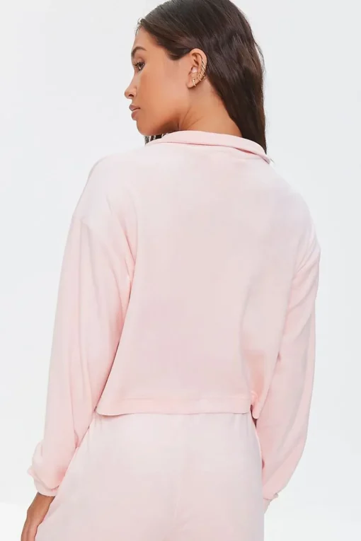 Pajama Half-Zip Crop Top