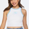 Palm Beach Club Graphic Ringer Crop Top