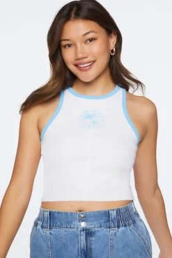 Palm Beach Club Graphic Ringer Crop Top