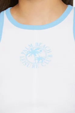 Palm Beach Club Graphic Ringer Crop Top