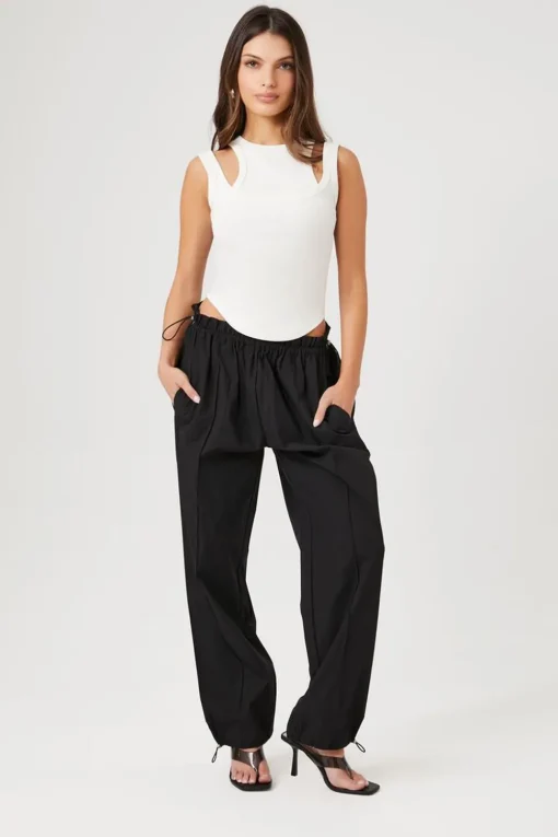 Paperbag Drawstring-Hem Joggers