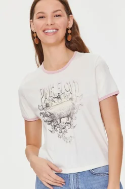 Pink Floyd Graphic Cropped Ringer Tee
