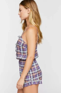 Plaid Lounge Cami Romper