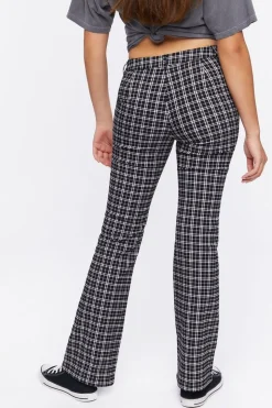 Plaid Mid-Rise Flare Pants